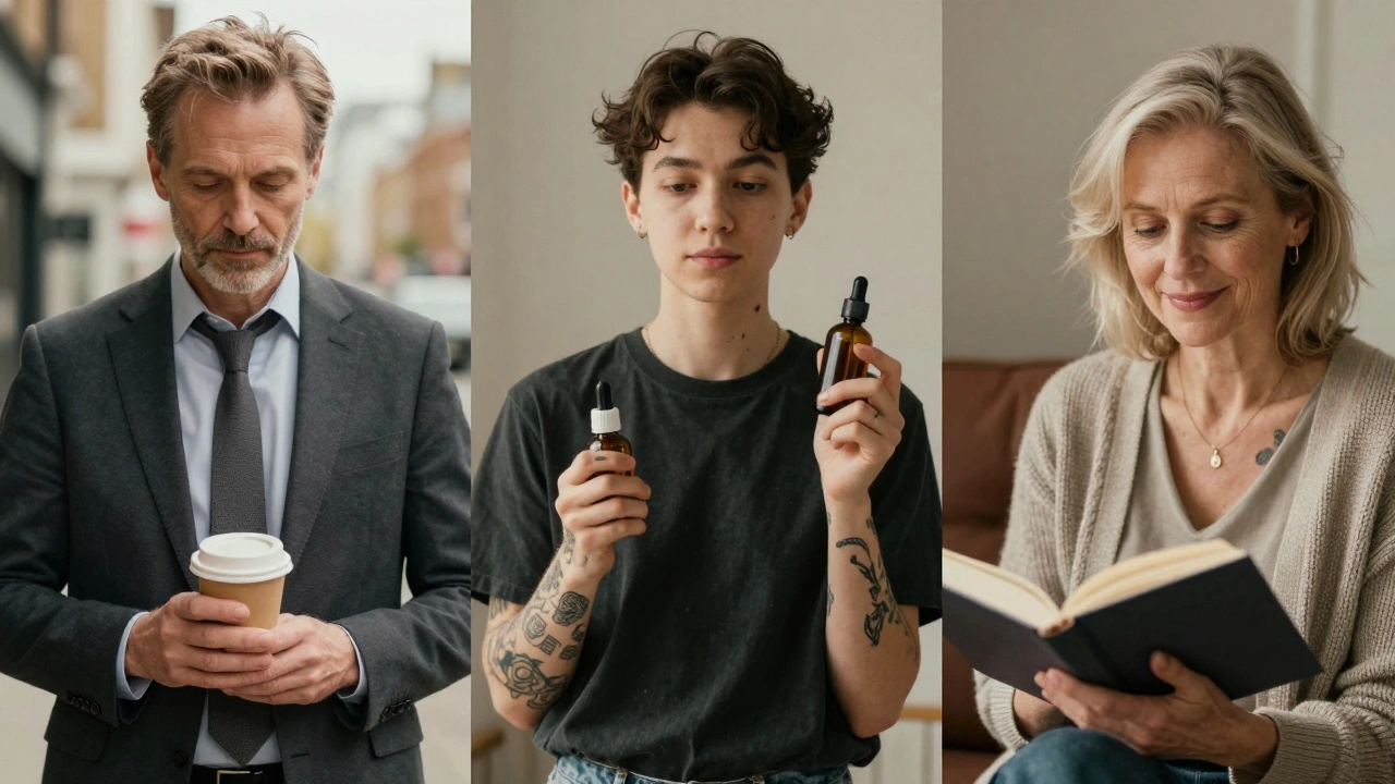 Three diverse individuals in London, each representing different paths to human connection — a man, a non-binary person, and a woman.